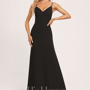 JJs House Black A-line V-Neck Floor-Length Prom
Bridesmaid Formal Dress #290685
